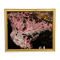 an abstract painting in a gold frame