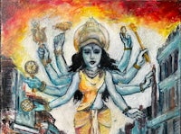 a painting of the hindu goddess durga