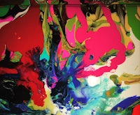 a colorful painting on a table
