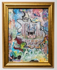 a gold frame with a painting on it