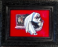 a painting of a ghost in a red frame